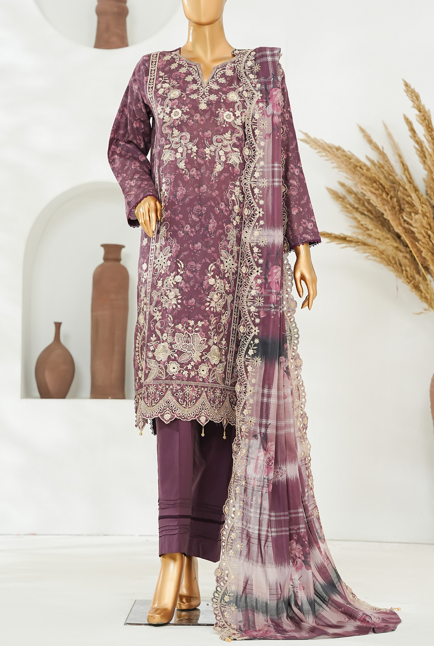 Aifa Digital Printed & Embroidered Lawn 3PC