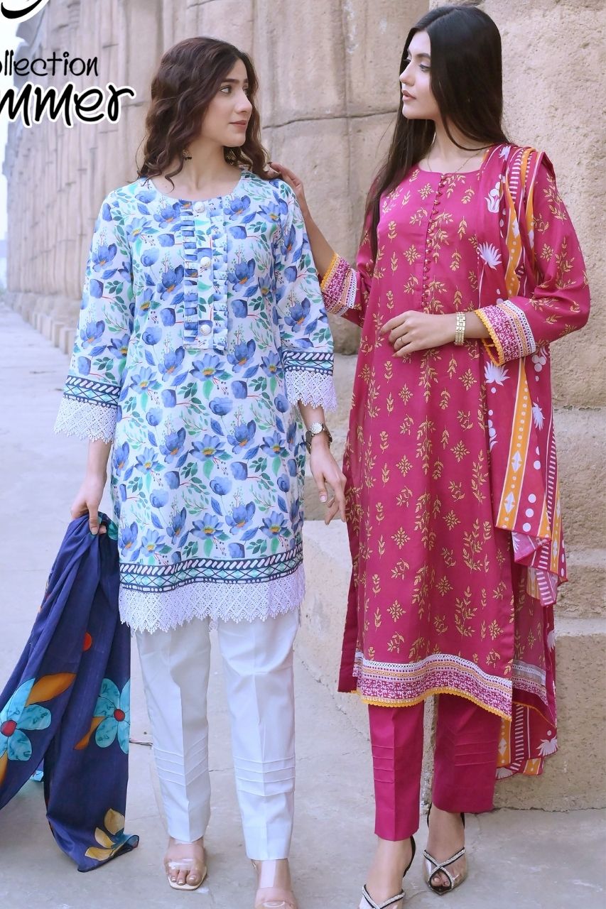 Floral By Pretty Robe Printed Lawn 3-PC