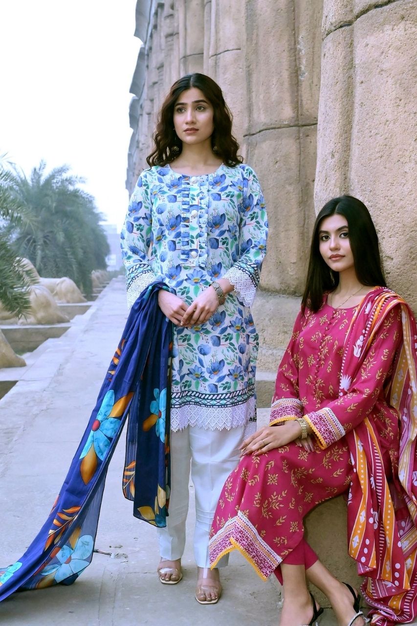 Floral By Pretty Robe Printed Lawn 3-PC