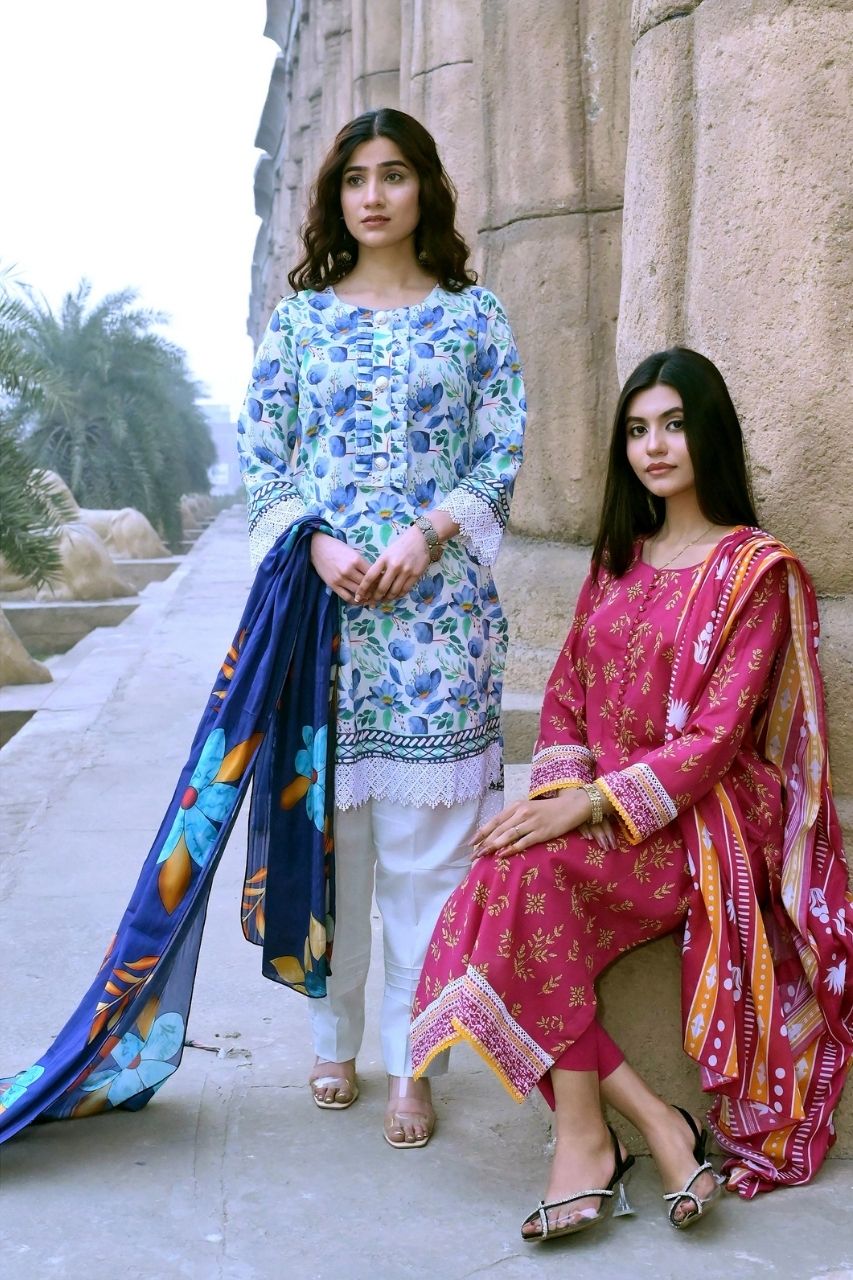 Floral By Pretty Robe Printed Lawn 3-PC