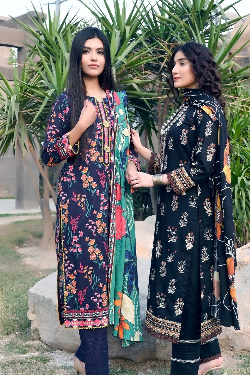 Floral By Pretty Robe Printed Lawn 3-PC
