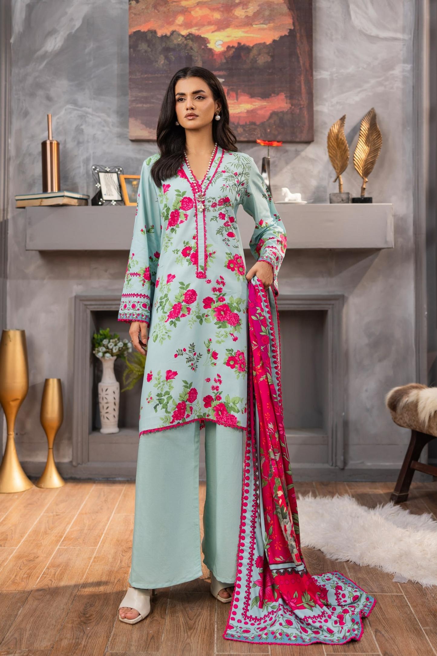 Raiha Luxury Printed Linen 3PC
