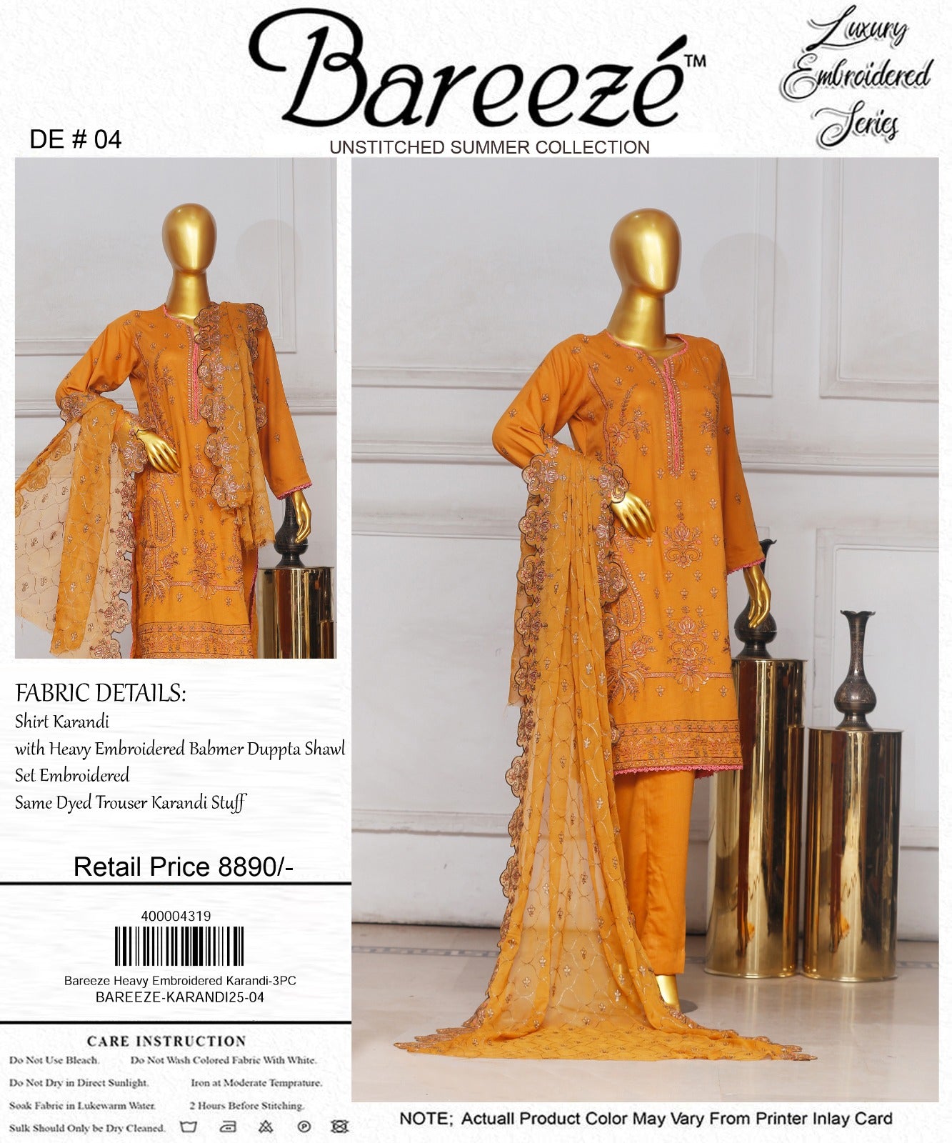 Bareeze Heavy Embroidered Karandi 3-PC