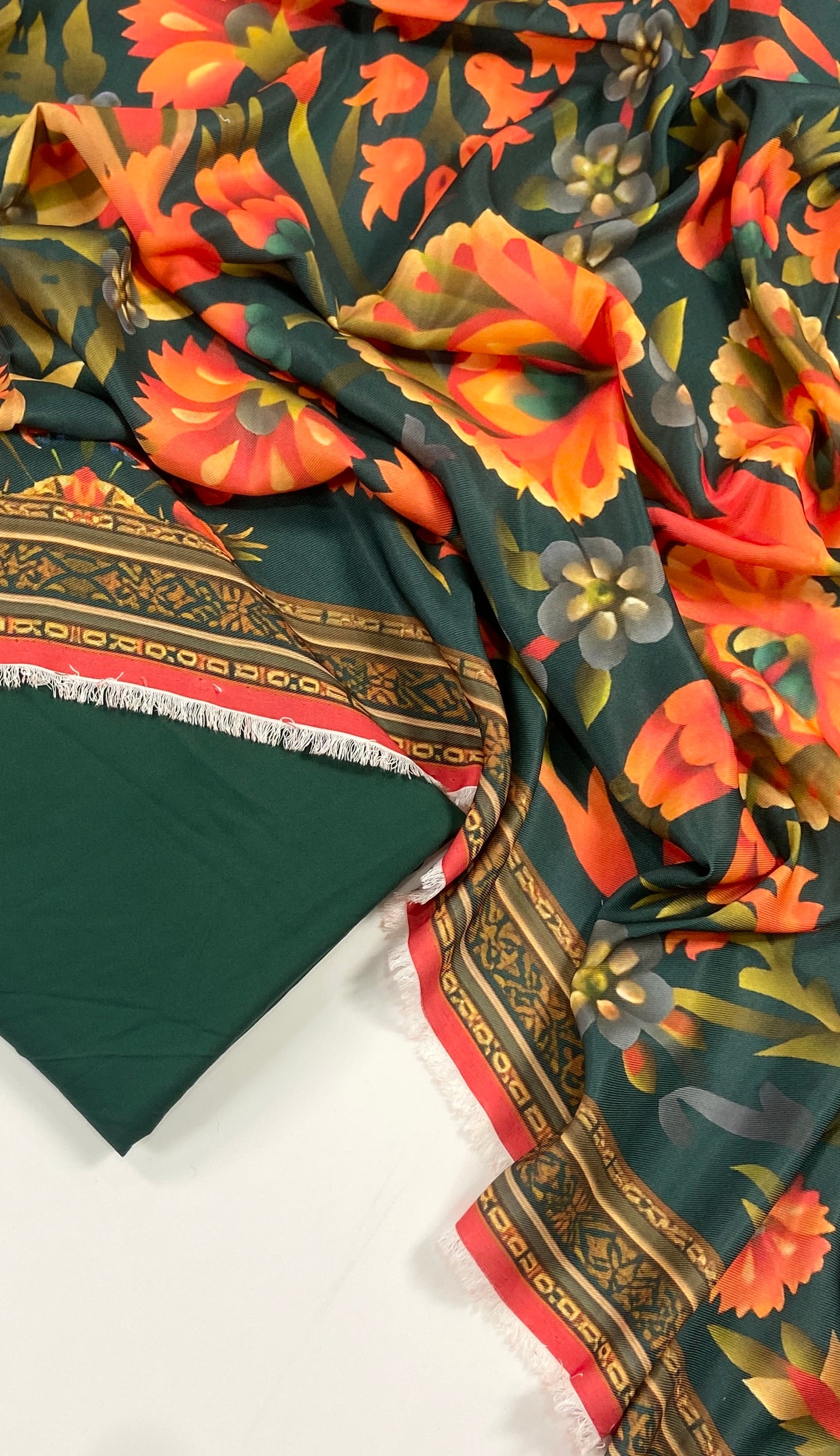 Maria B Linen Dyed Matching Suit With Wool Shawl-3PC