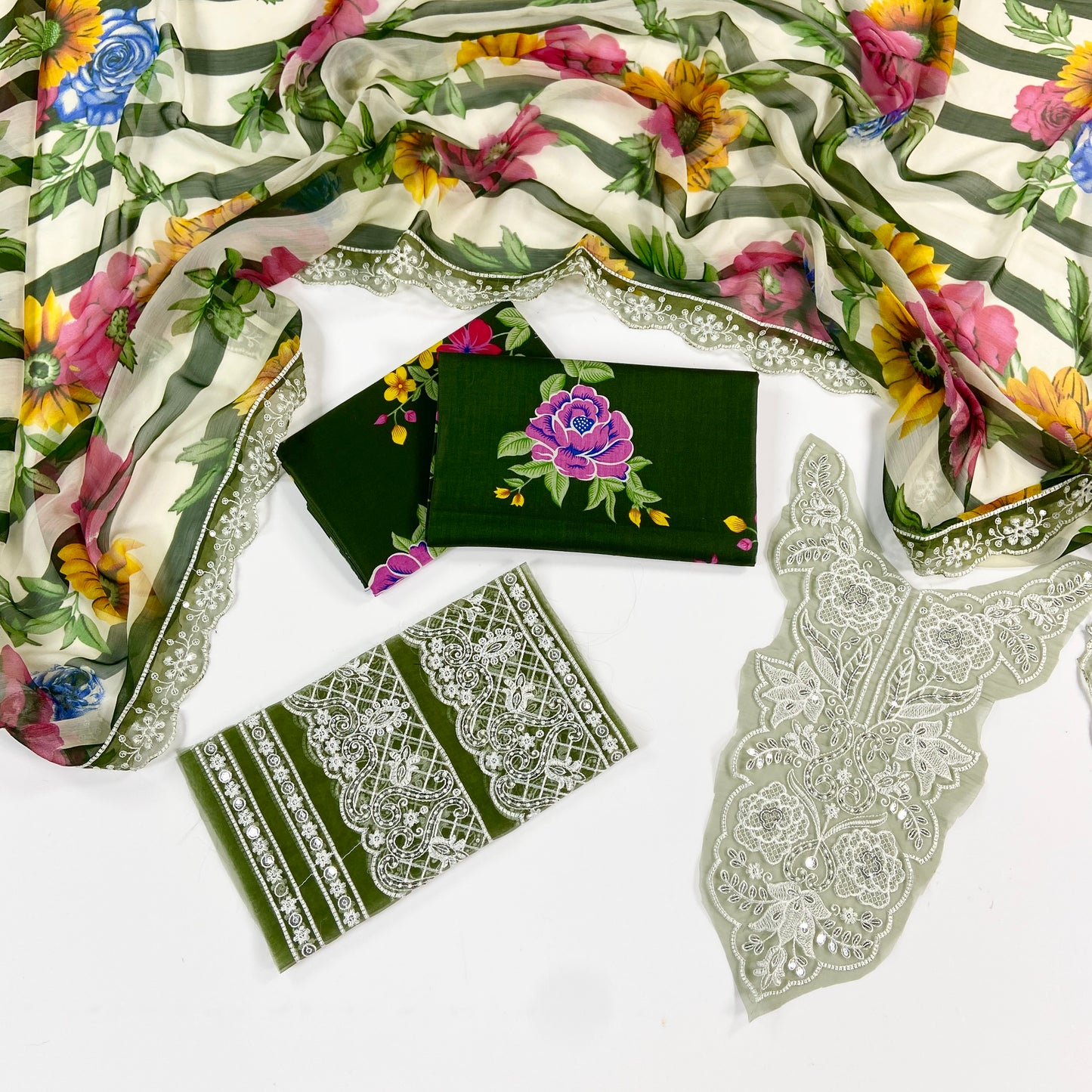 Aneelas Embroiderd & Digital Printed Lawn 3PC