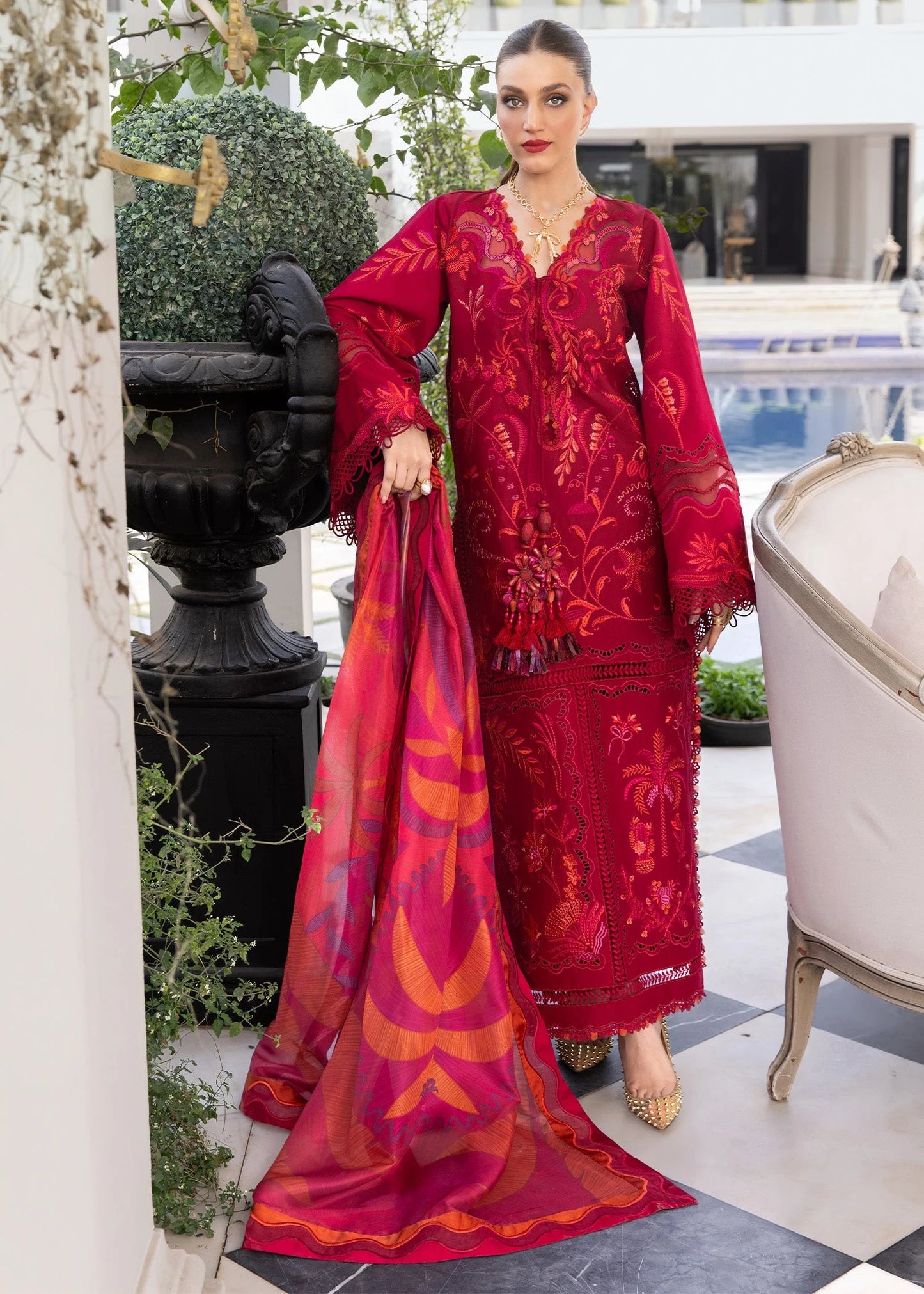 Crimson Luxury Embroidered Lawn 3PC