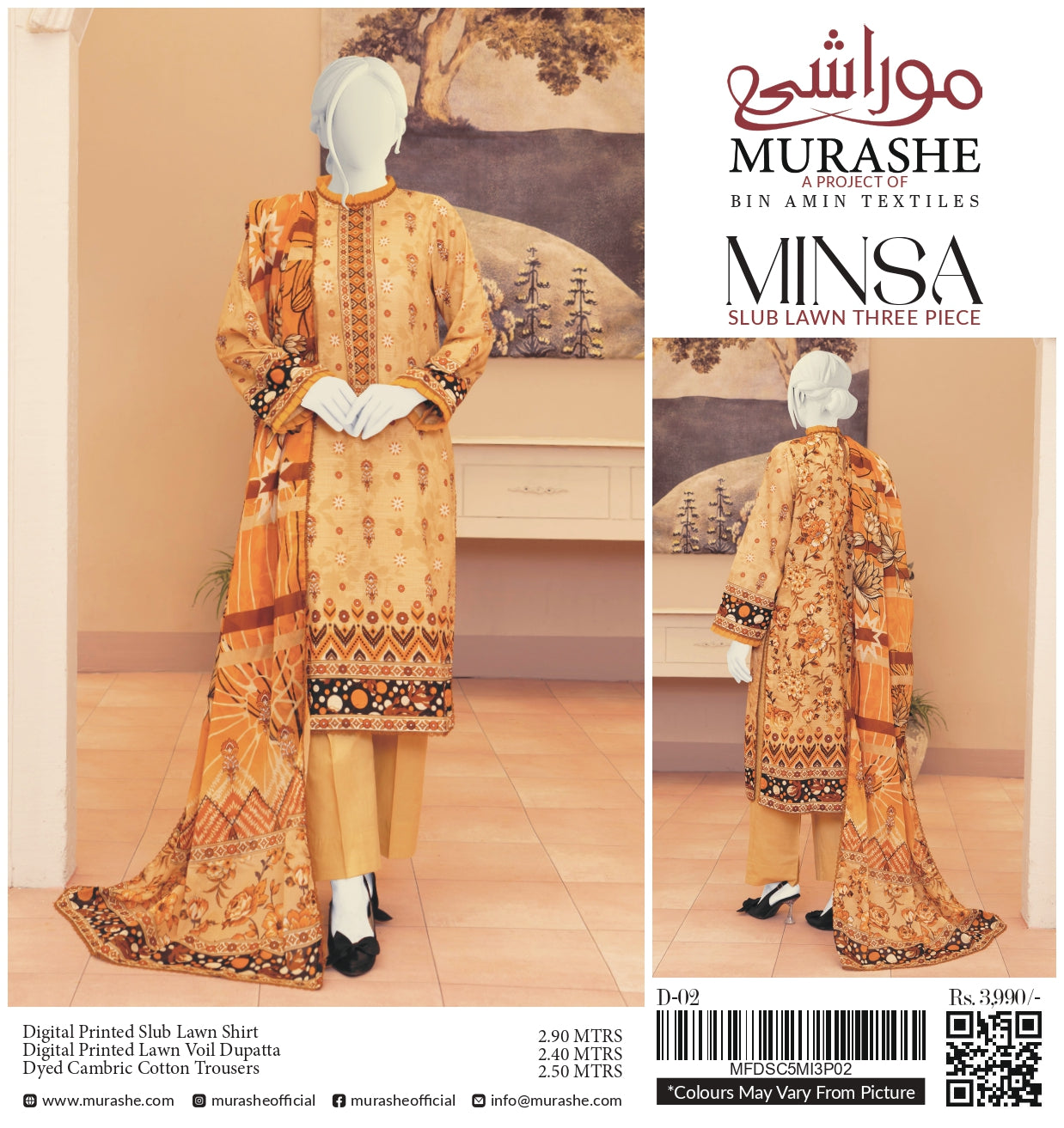 Minsa By Murashe Printed Lawn 3-PC