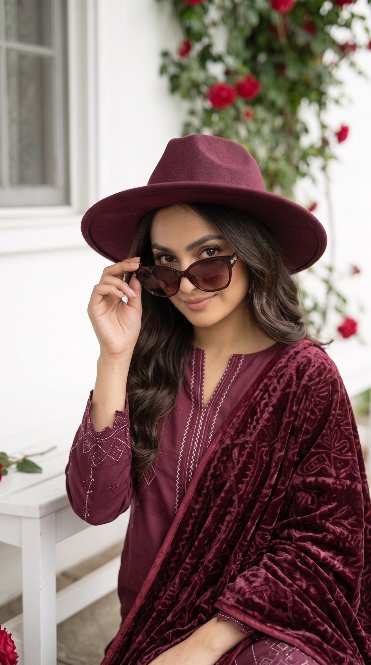 Marosh By Anaya Noor Embroidered Dhanak With Plachi Shawl 3PC