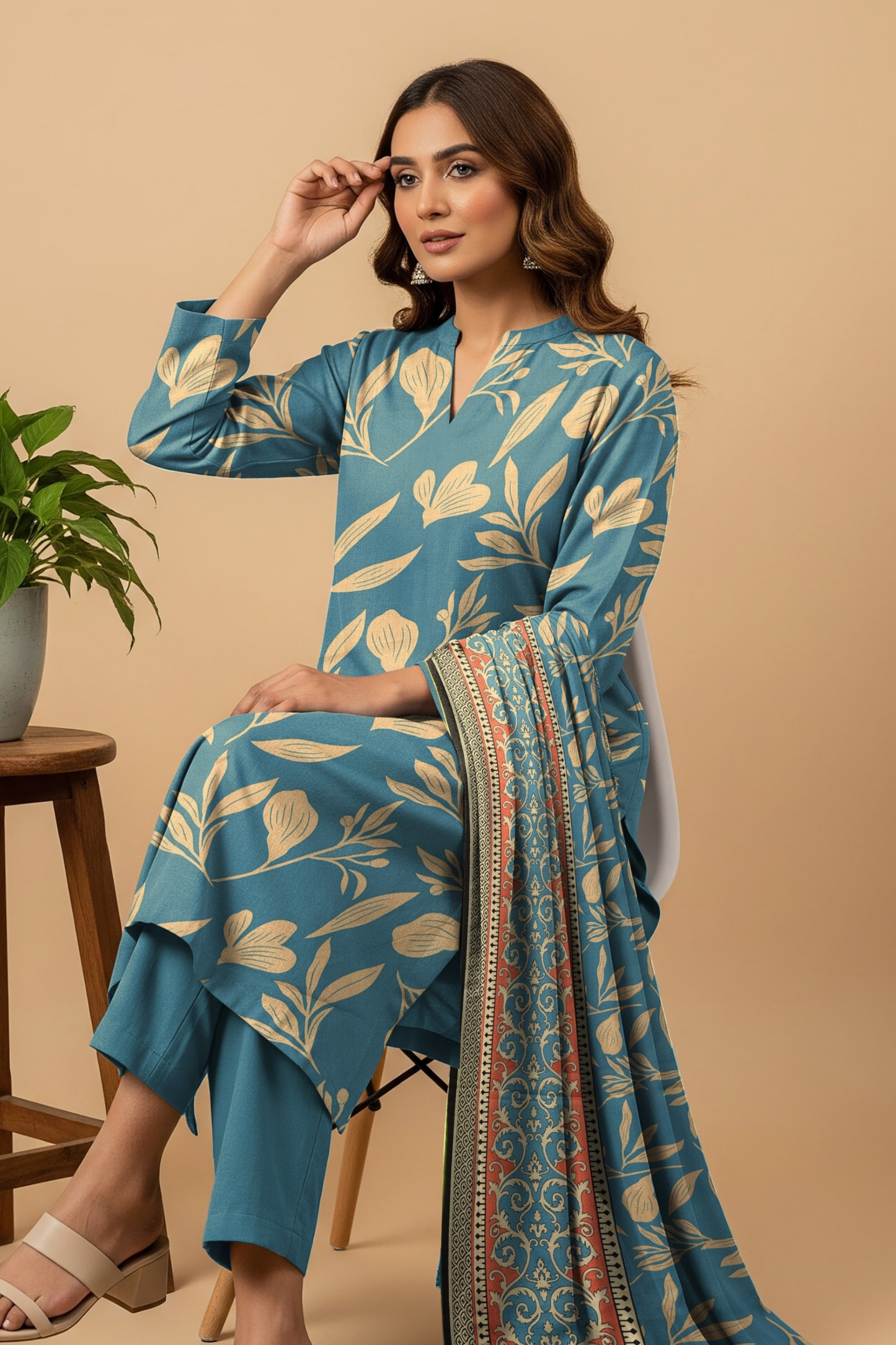 Noor By Fiza Noor Printed Wool 3PC