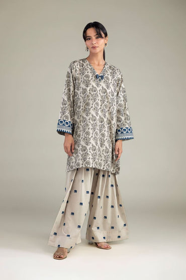 Khaadi Plain Embroidered Stitched Lawn 3PC