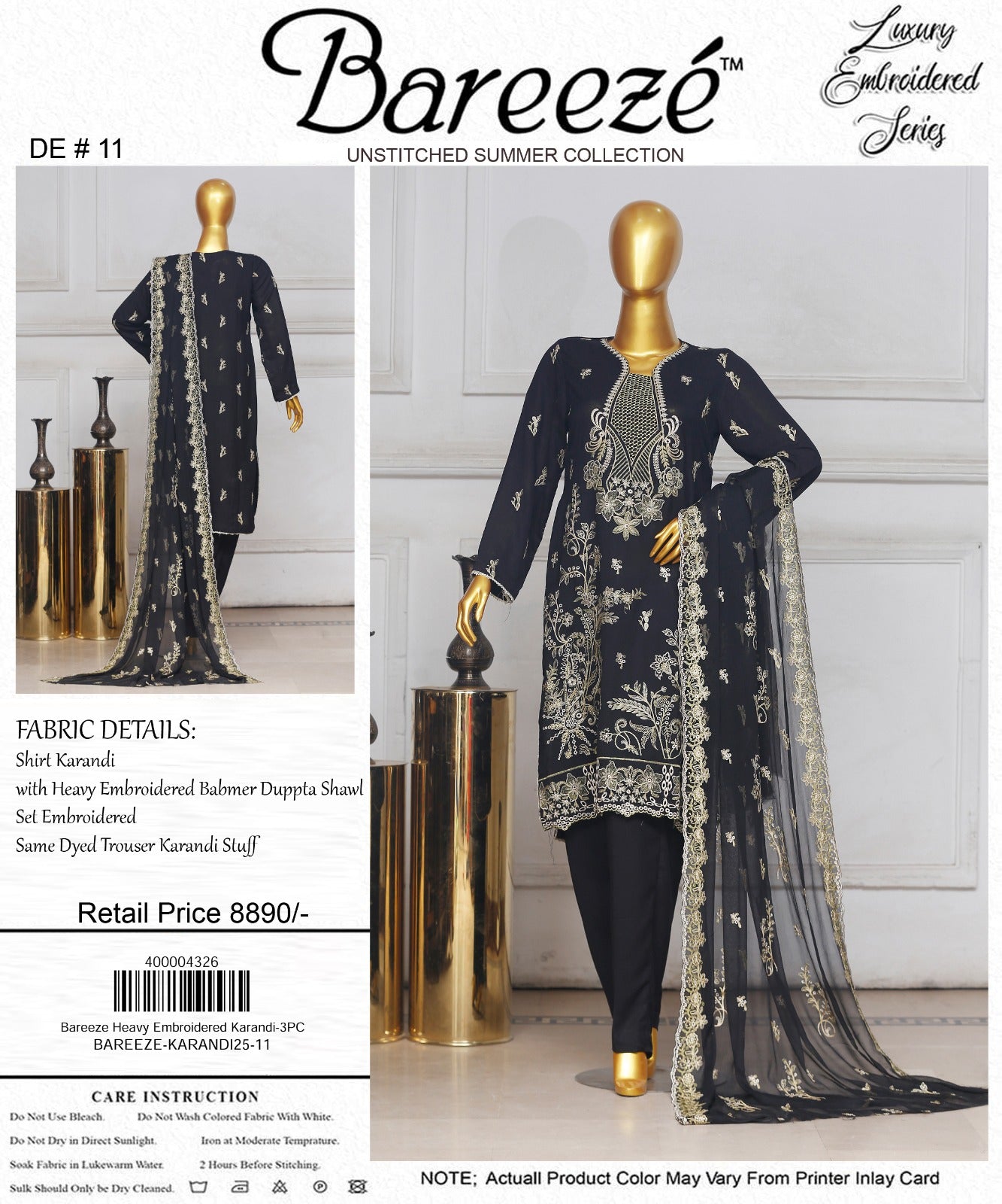 Bareeze Heavy Embroidered Karandi 3-PC