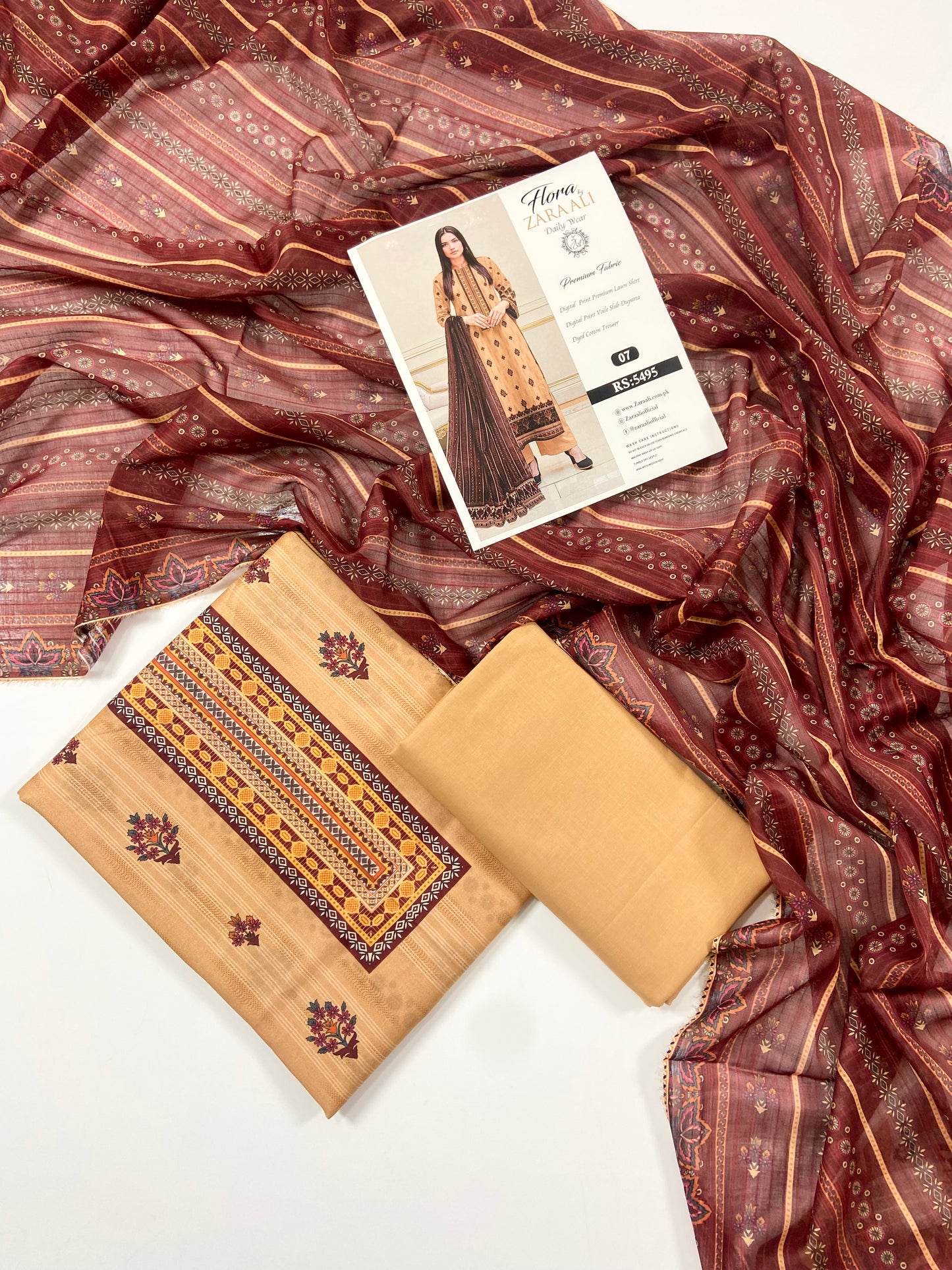 Flora By Zara Ali Printed Lawn 3PC