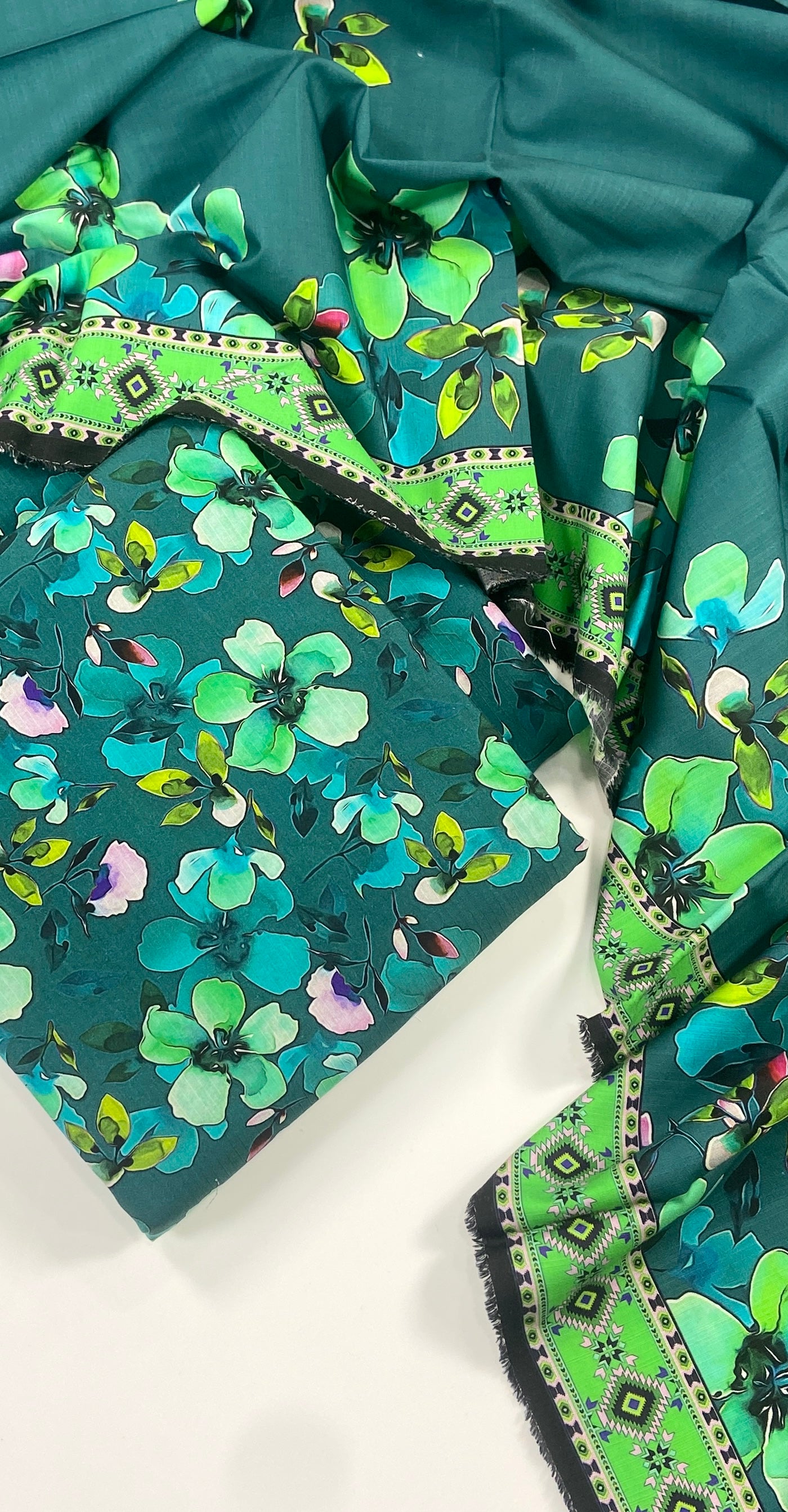 Anaya Noor Printed Bana Dora Slub Linen 3PC