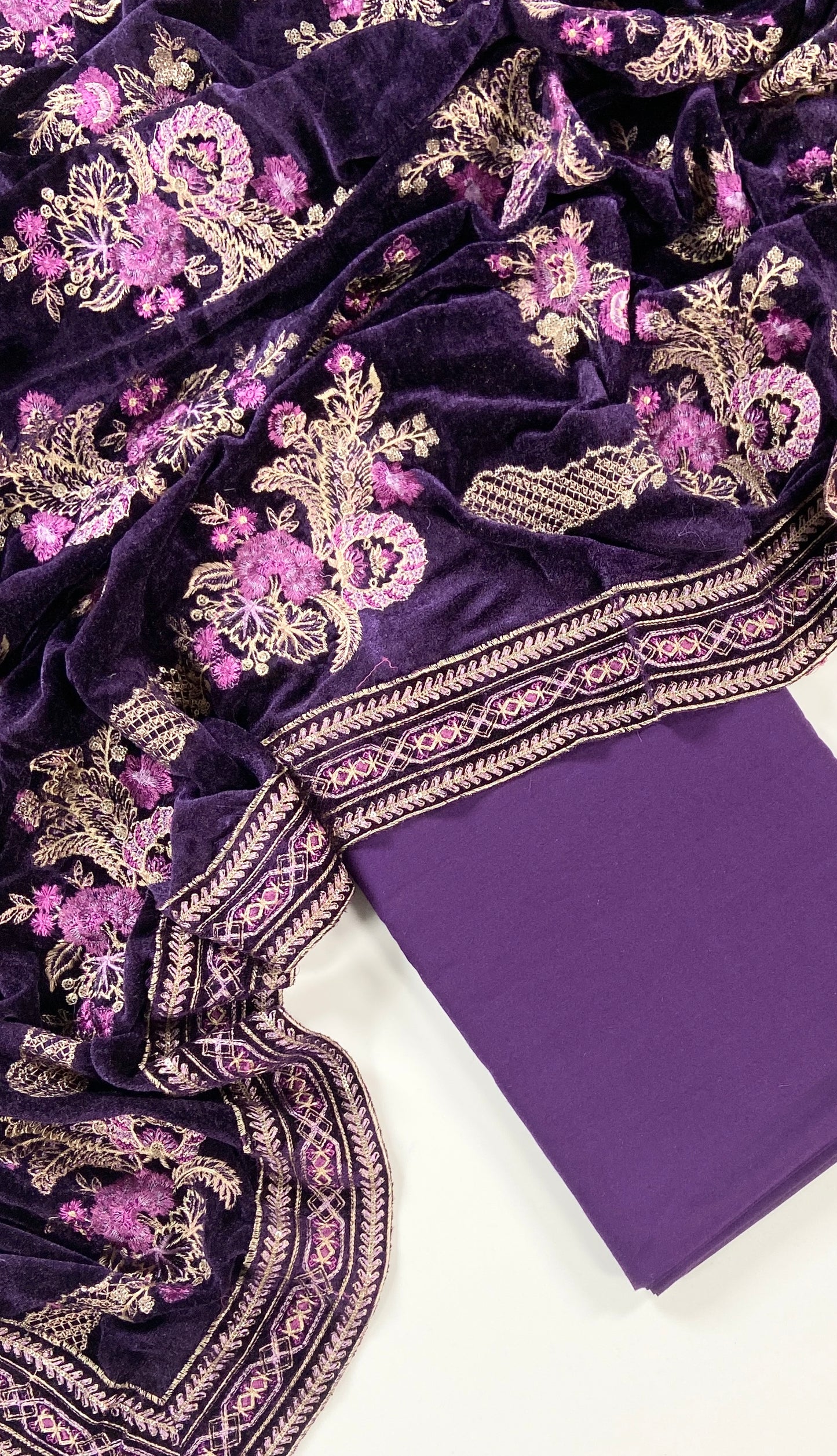 Maria B Dhanak with Emb Velvet Shawl 3PC