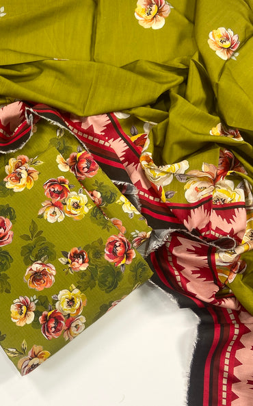 Anaya Noor Printed Bana Dora Slub Linen 3PC