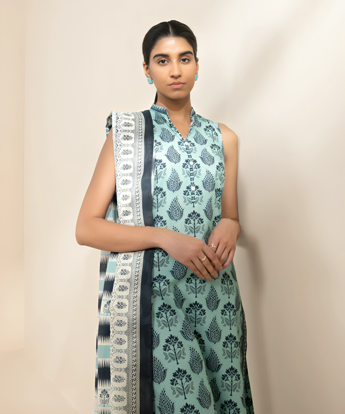 Sapphire Digital Printed Linen 3-PC