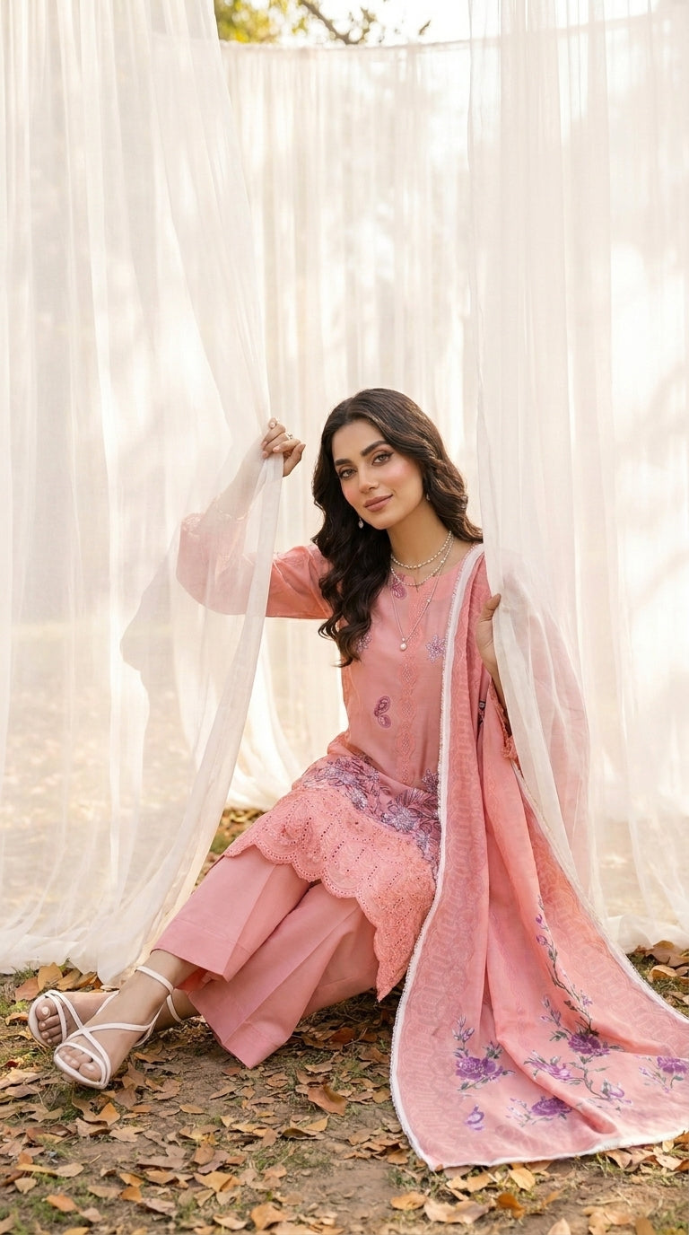 Hurab By Anaya Noor Heavy Emb Viscose 3PC