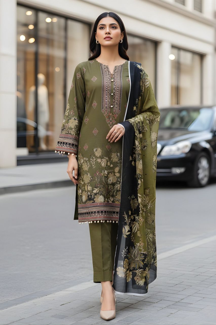 Marooj Digital Printed Lawn 3PC