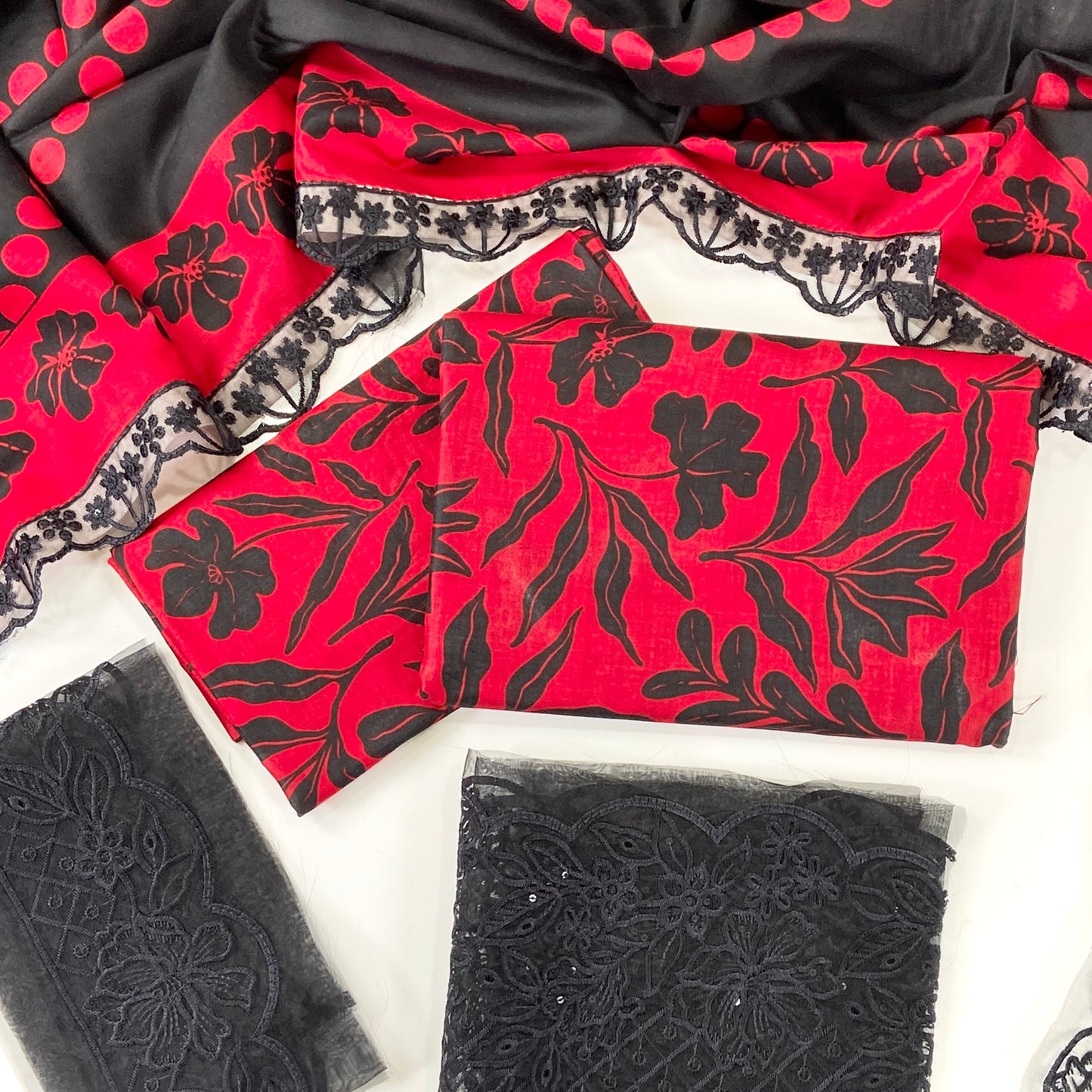 Crimson Luxury Emb Linen 3PC