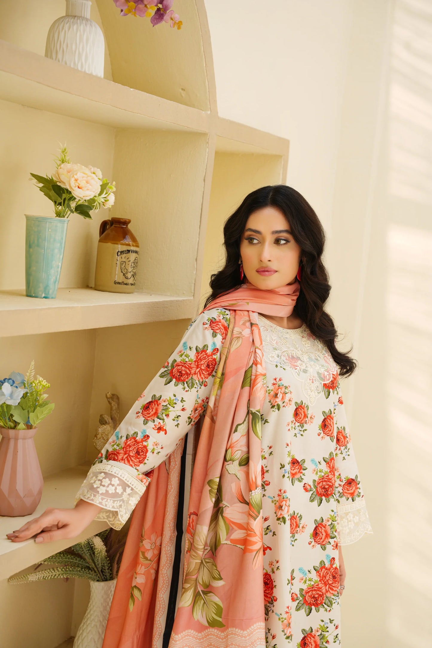 Baroque Printed Linen With Emb Patches 3PC