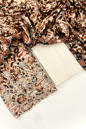 Ethnic Chickenkari Daman Linen 3PC
