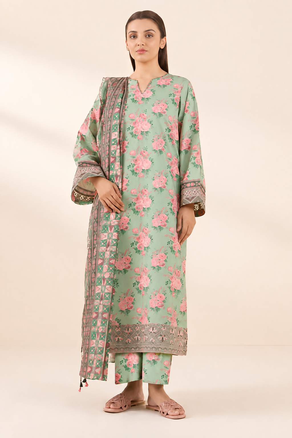 Sapphire Digital Printed Bana Dora Lawn 3PC