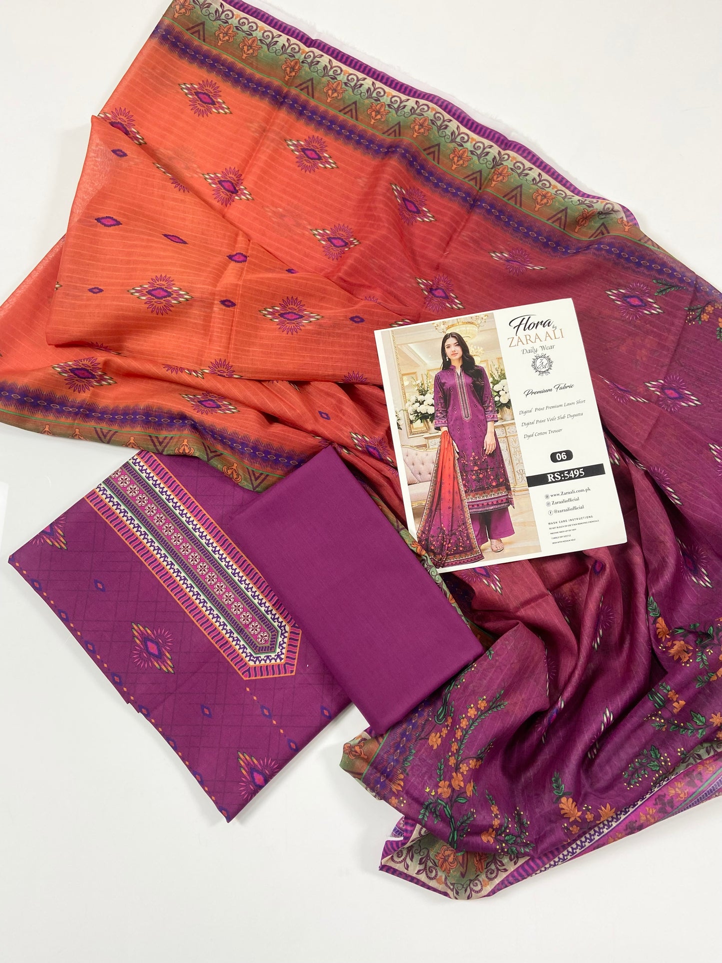 Flora By Zara Ali Printed Lawn 3PC