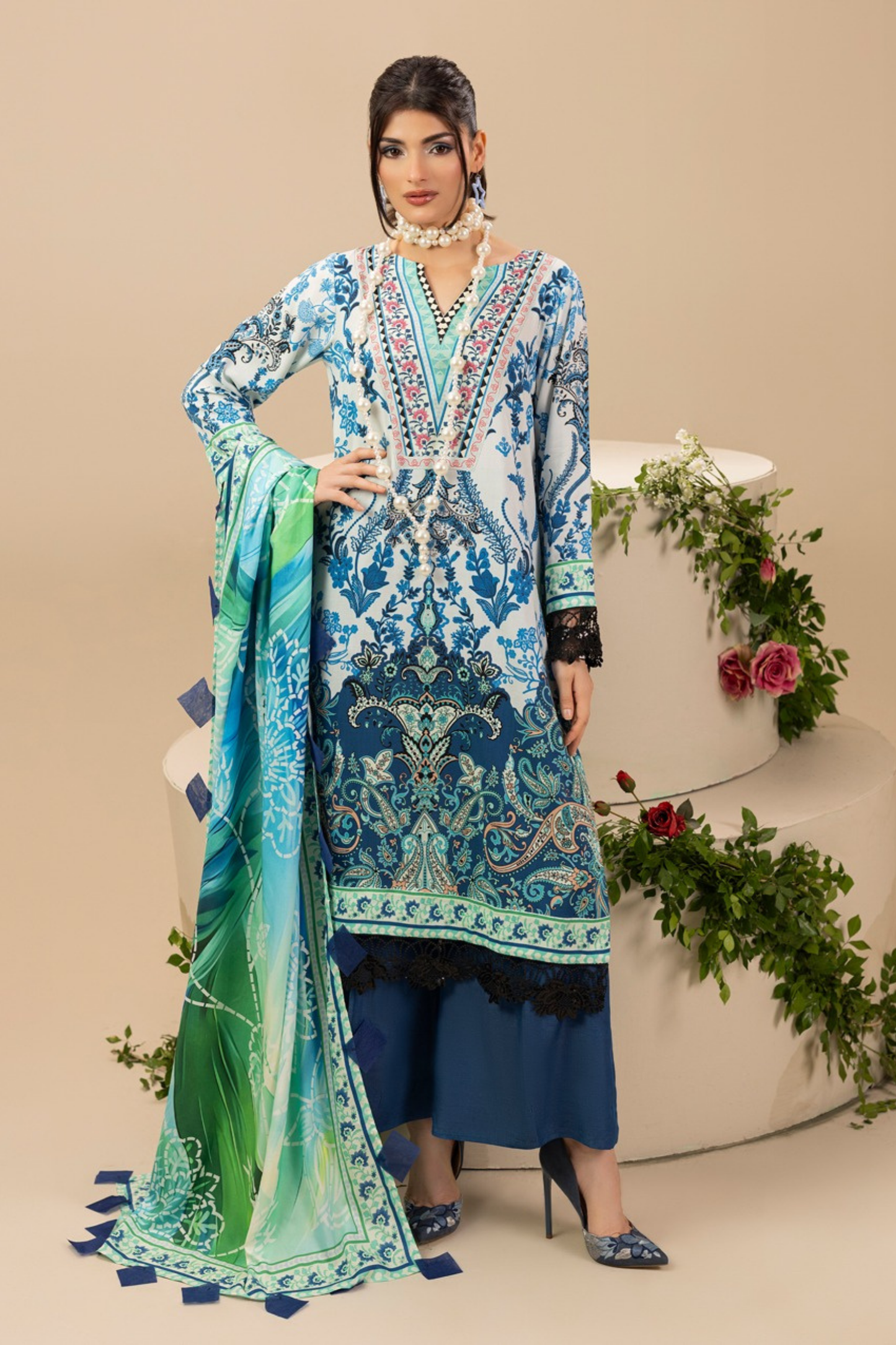 Paltar Printed Slub Linen 3PC