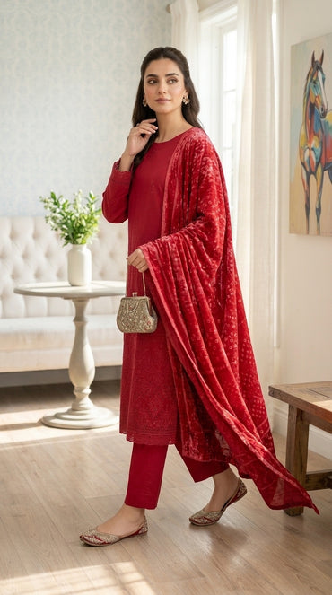 Laraib By Anaya Noor Emb Dhanak With Boring Daman 3PC