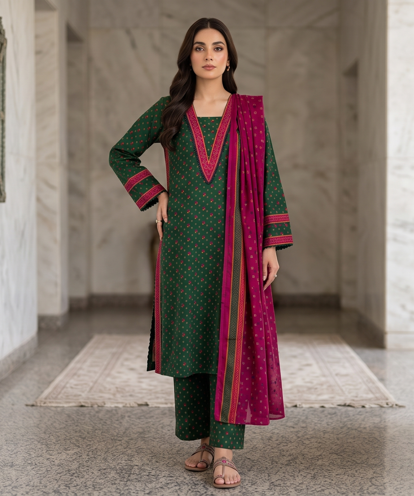 Bin Saeed Digital Printed Lawn With Airline Long Shirt 3PC