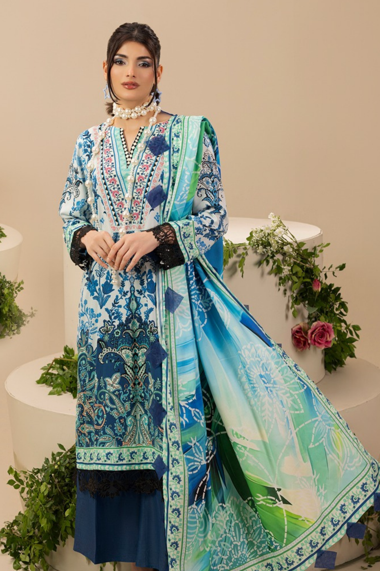 Paltar Printed Slub Linen 3PC