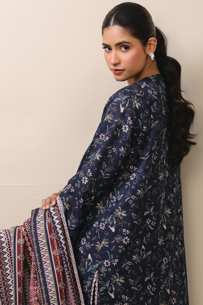 Raqs By Uneq Digital Printed Slub Khaddar 3PC