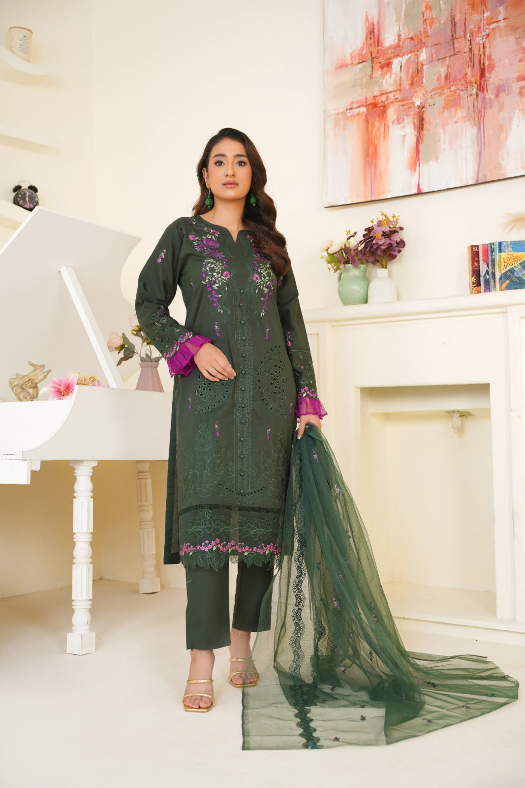 Bin Ilyas Cambric Embroidered 3PC