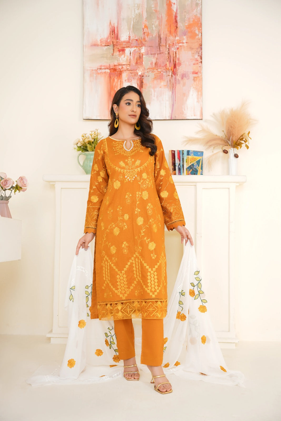 Charizma Cambric Embroidered 3PC