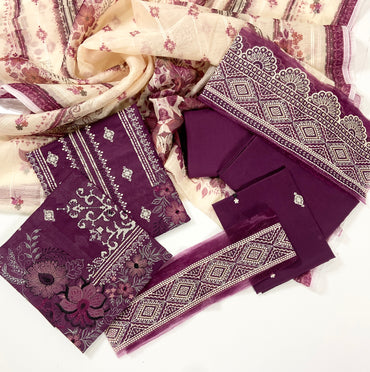 Anaya Noor Embroidered Linen With Patches
