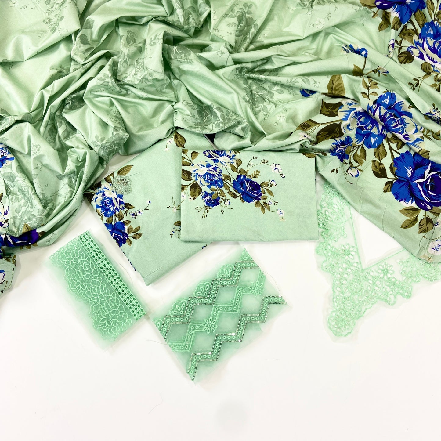 Iznik Printed Linen With Emb Patches 3PC