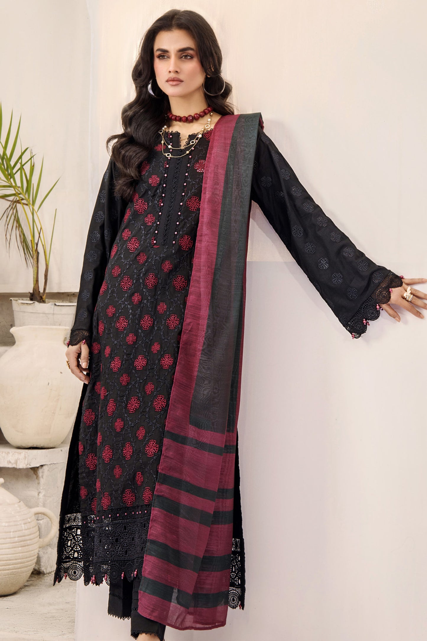 Alora By Adan Libas Embroidered Schiffli 3PC