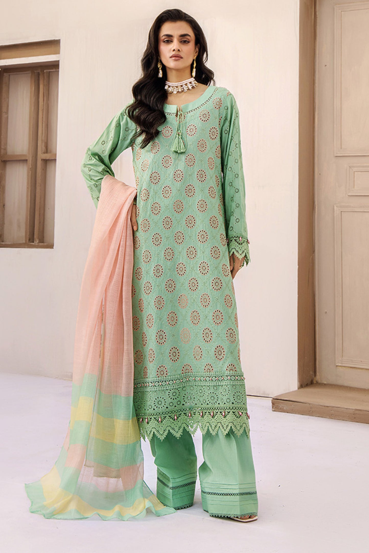 Alora By Adan Libas Embroidered Schiffli 3PC