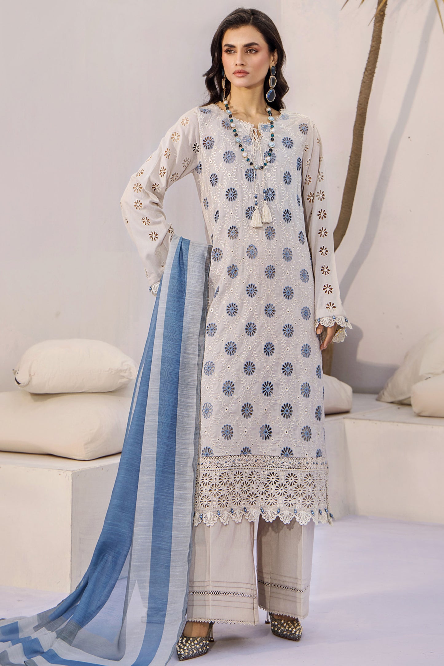 Alora By Adan Libas Embroidered Schiffli 3PC