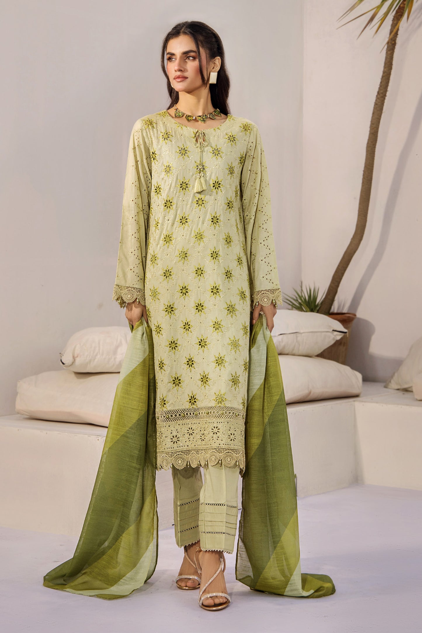 Alora By Adan Libas Embroidered Schiffli 3PC