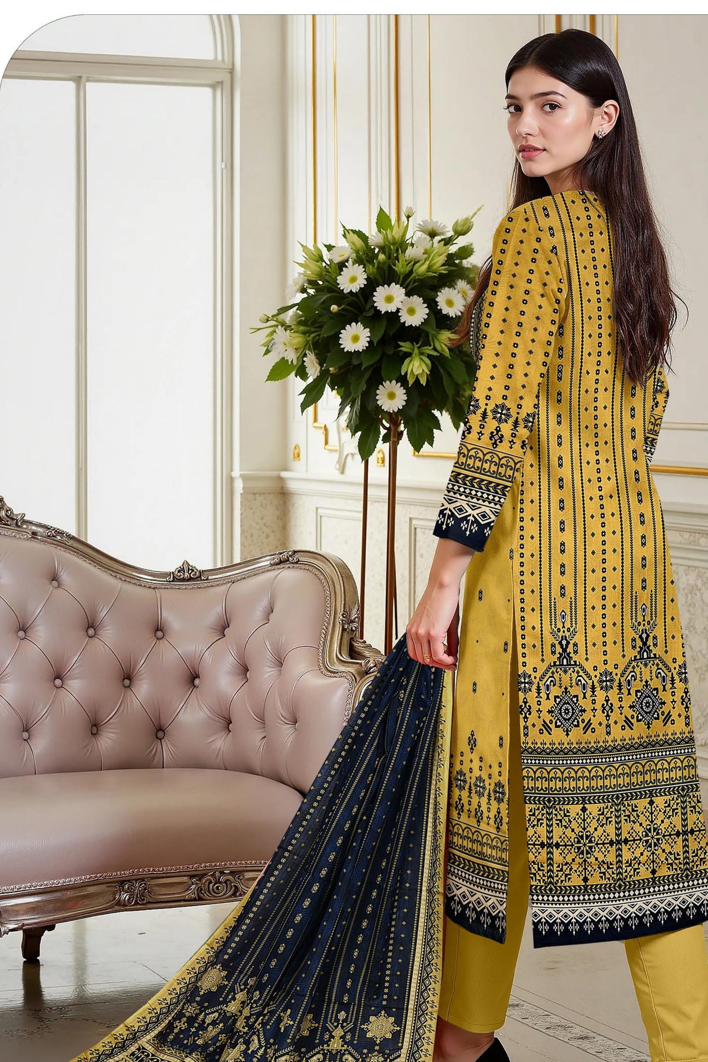 Flora By Zara Ali Printed Lawn 3PC