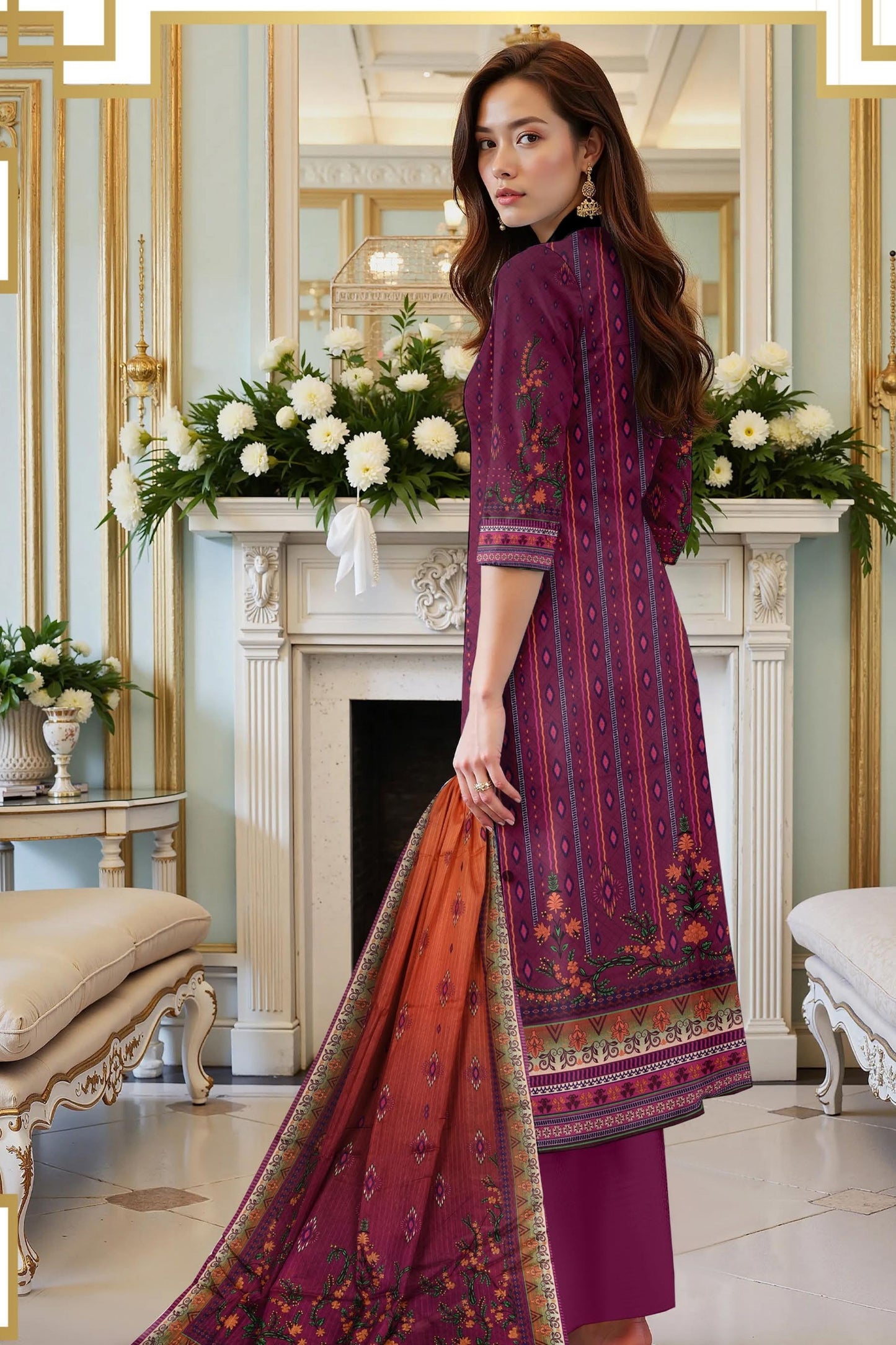 Flora By Zara Ali Printed Lawn 3PC