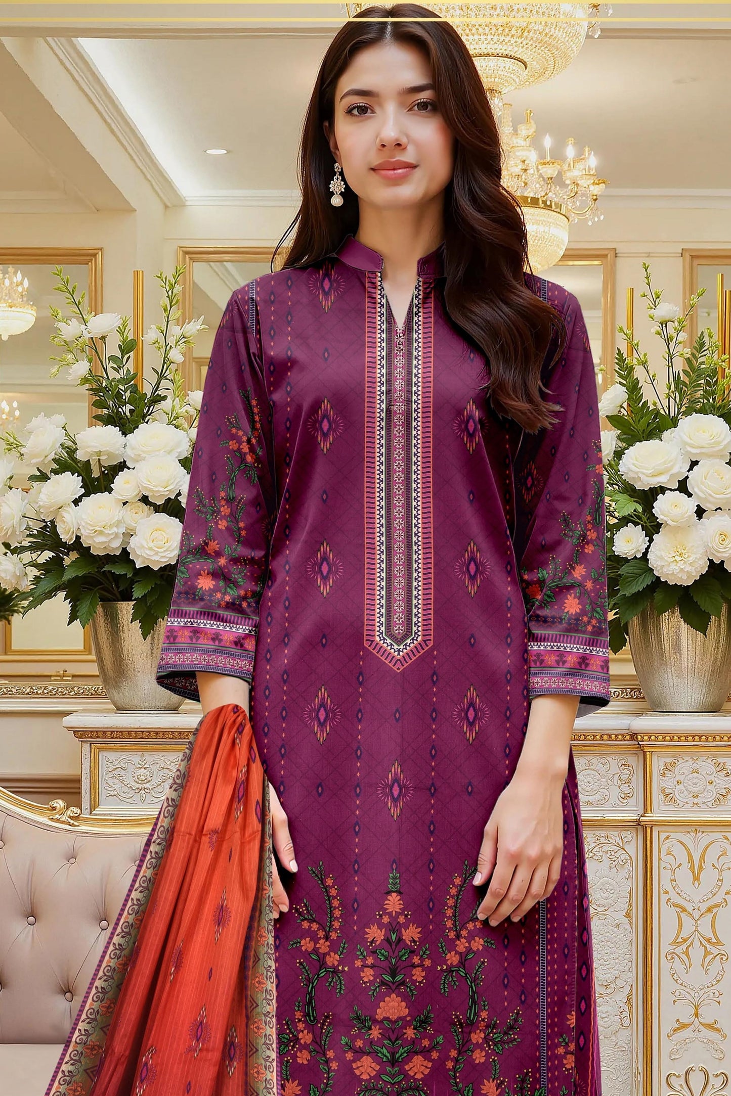 Flora By Zara Ali Printed Lawn 3PC