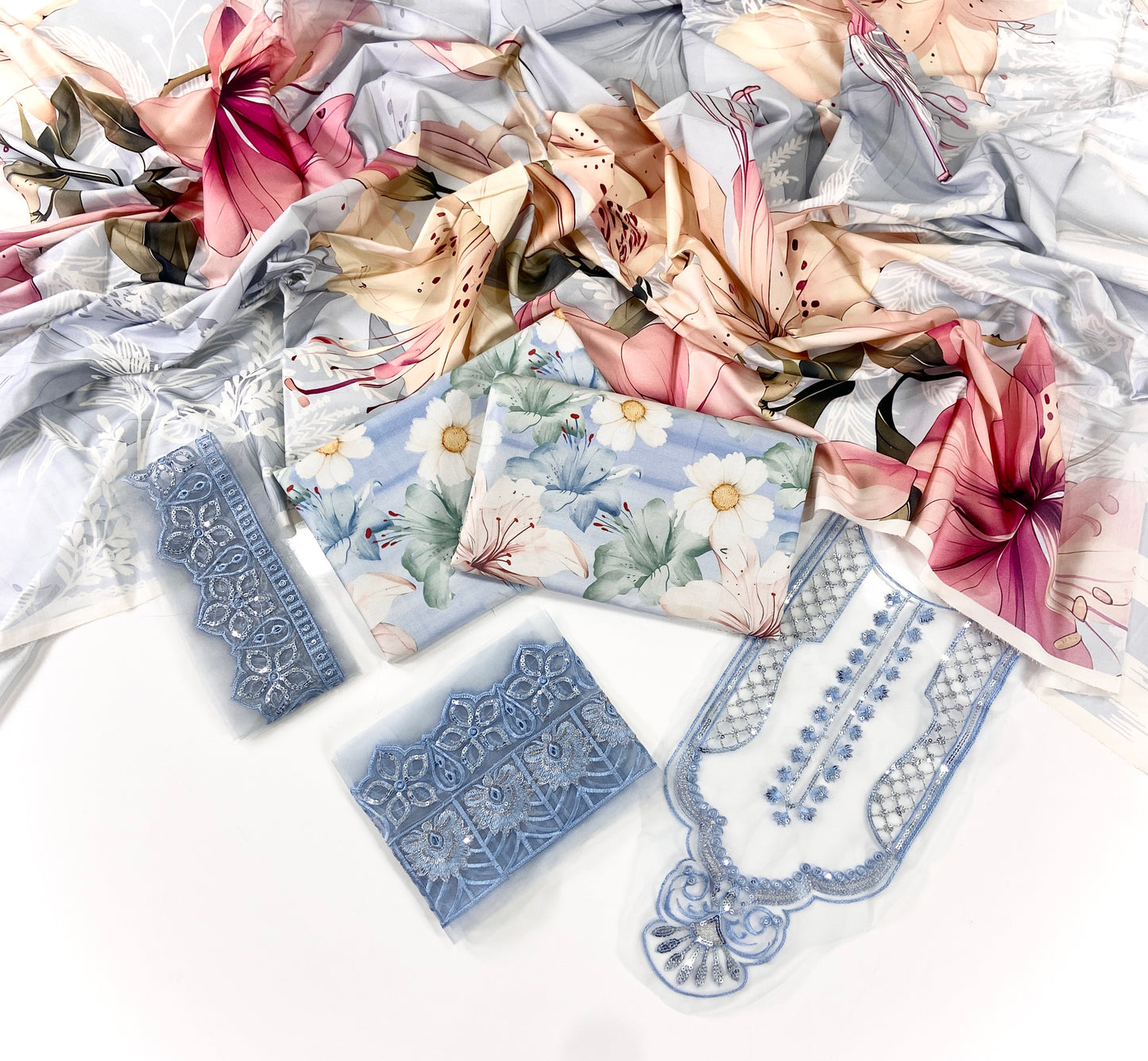 Baroque Printed Linen With Emb Patches 3PC
