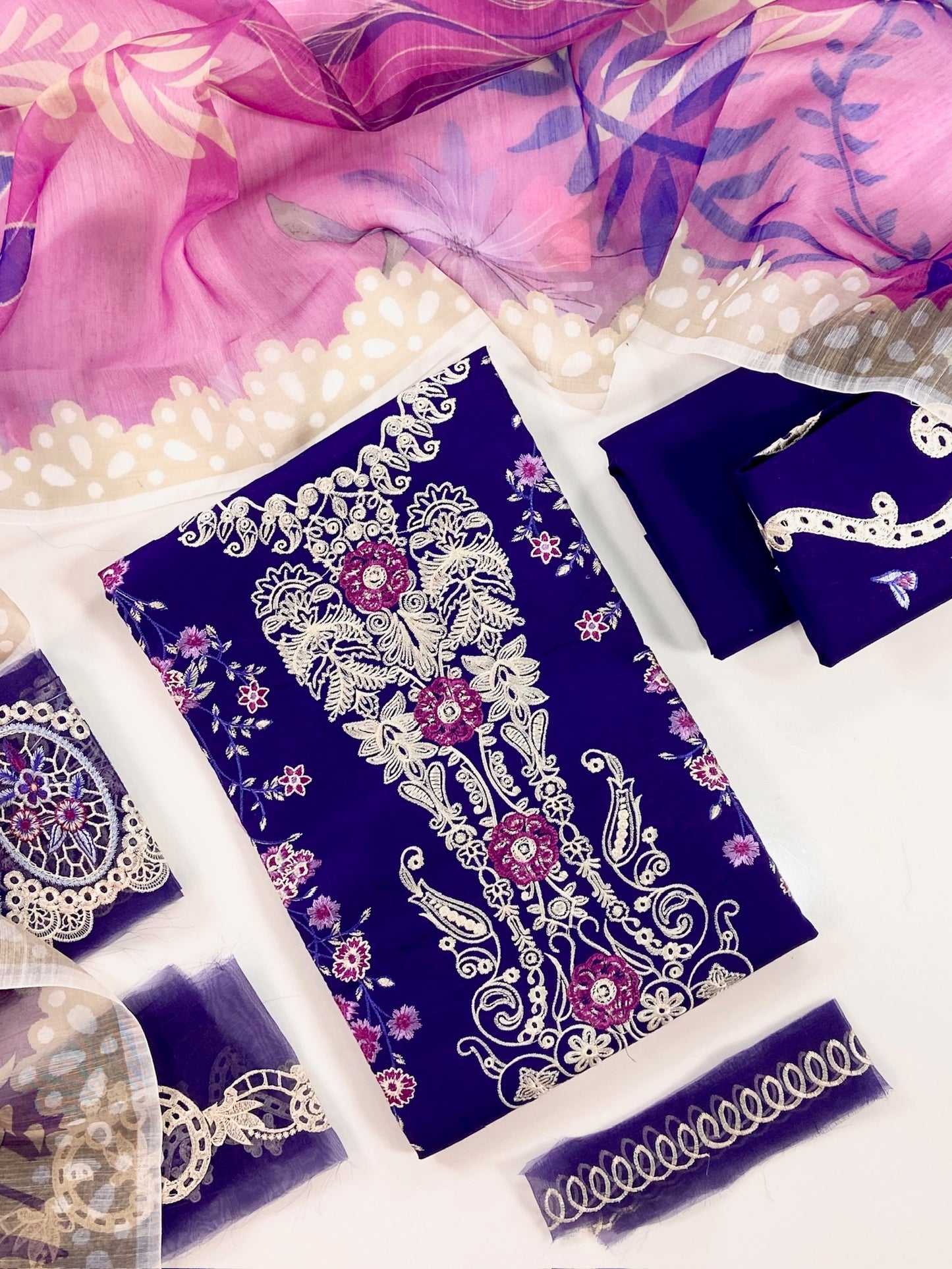Mushq Plain Embroidered Lawn 3PC