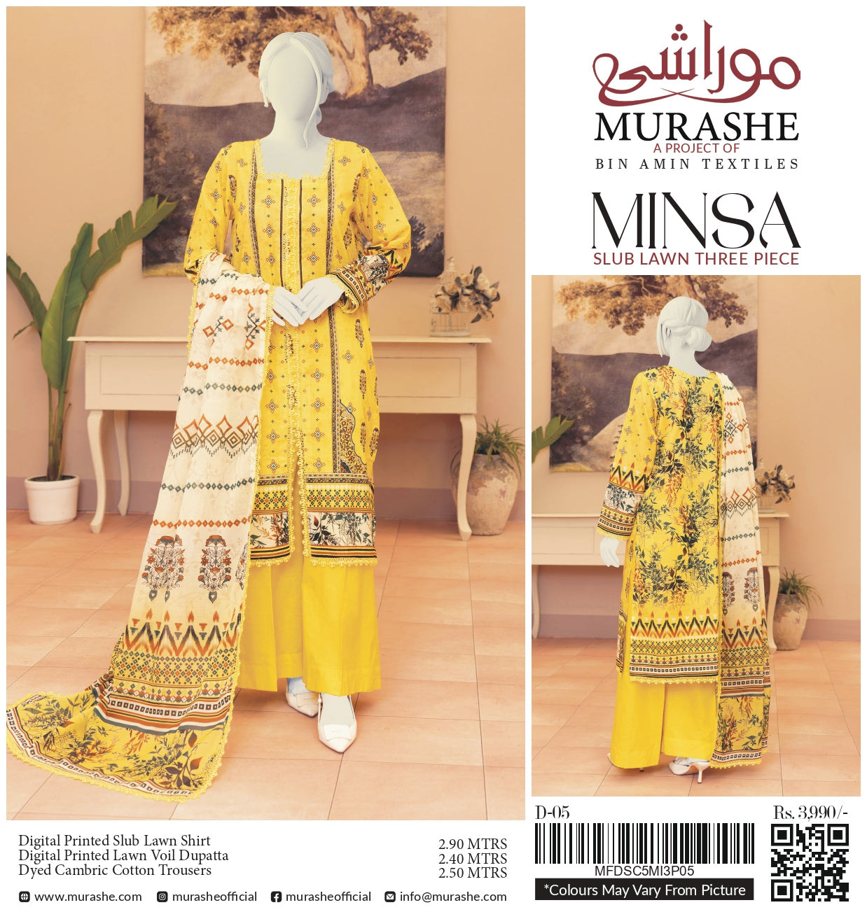 Minsa By Murashe Printed Lawn 3-PC