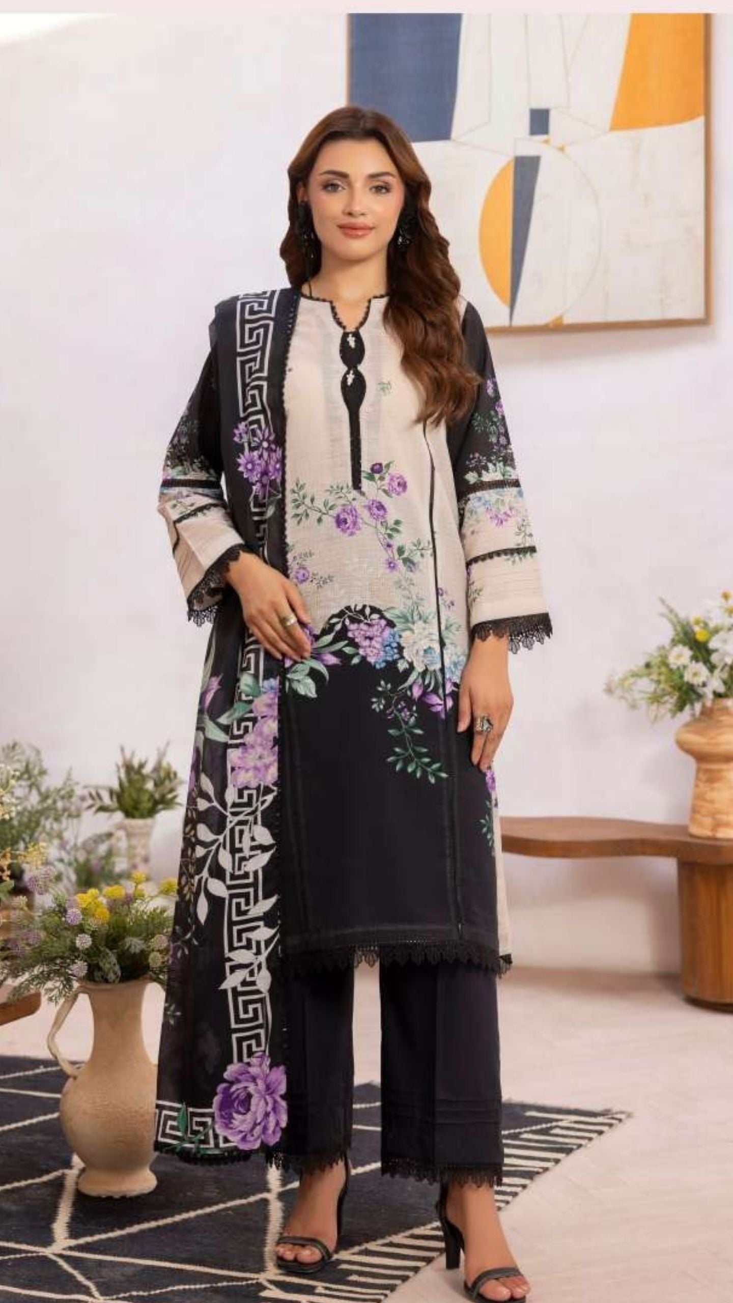 Coral Premium Doria Printed Lawn 3-PC
