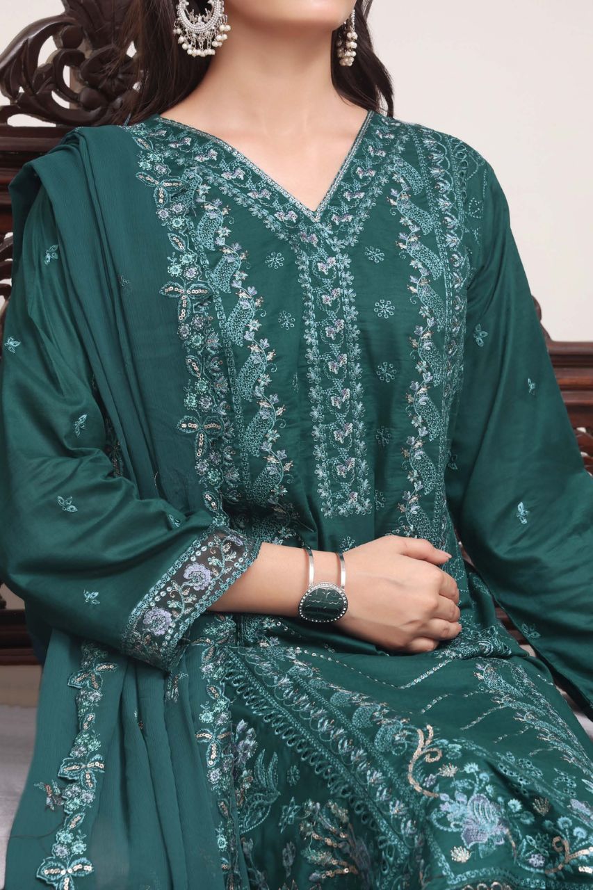 Meherma Luxury Embroidered Chickenkari Lawn 3PC