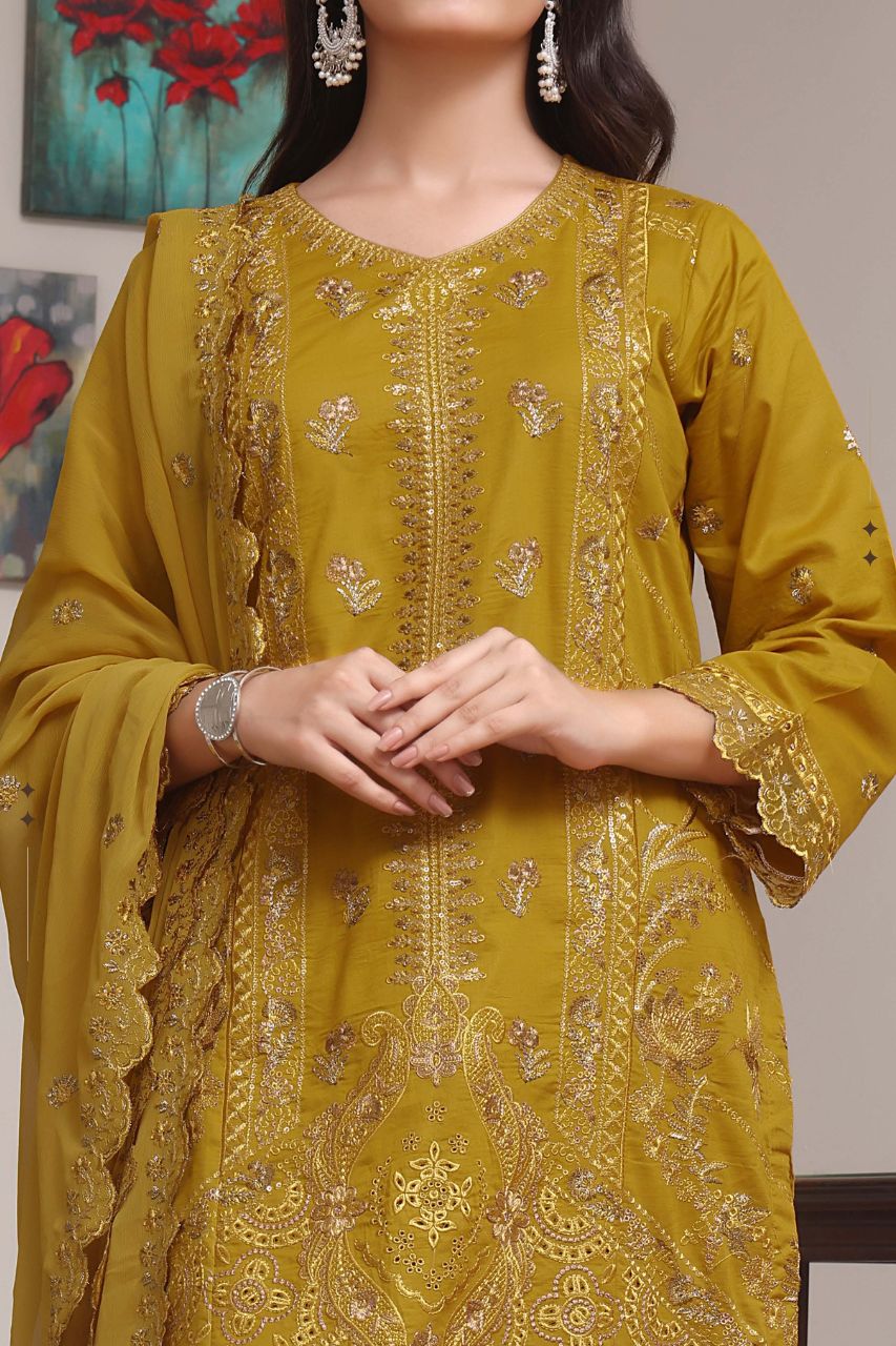 Meherma Luxury Embroidered Chickenkari Lawn 3PC
