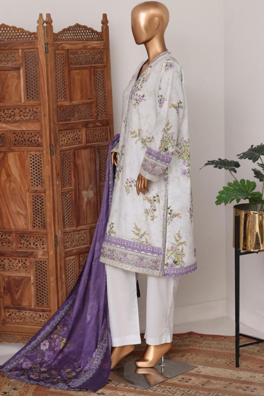 Bin Saeed Bellbottom Printed & Emb Lawn 3PC